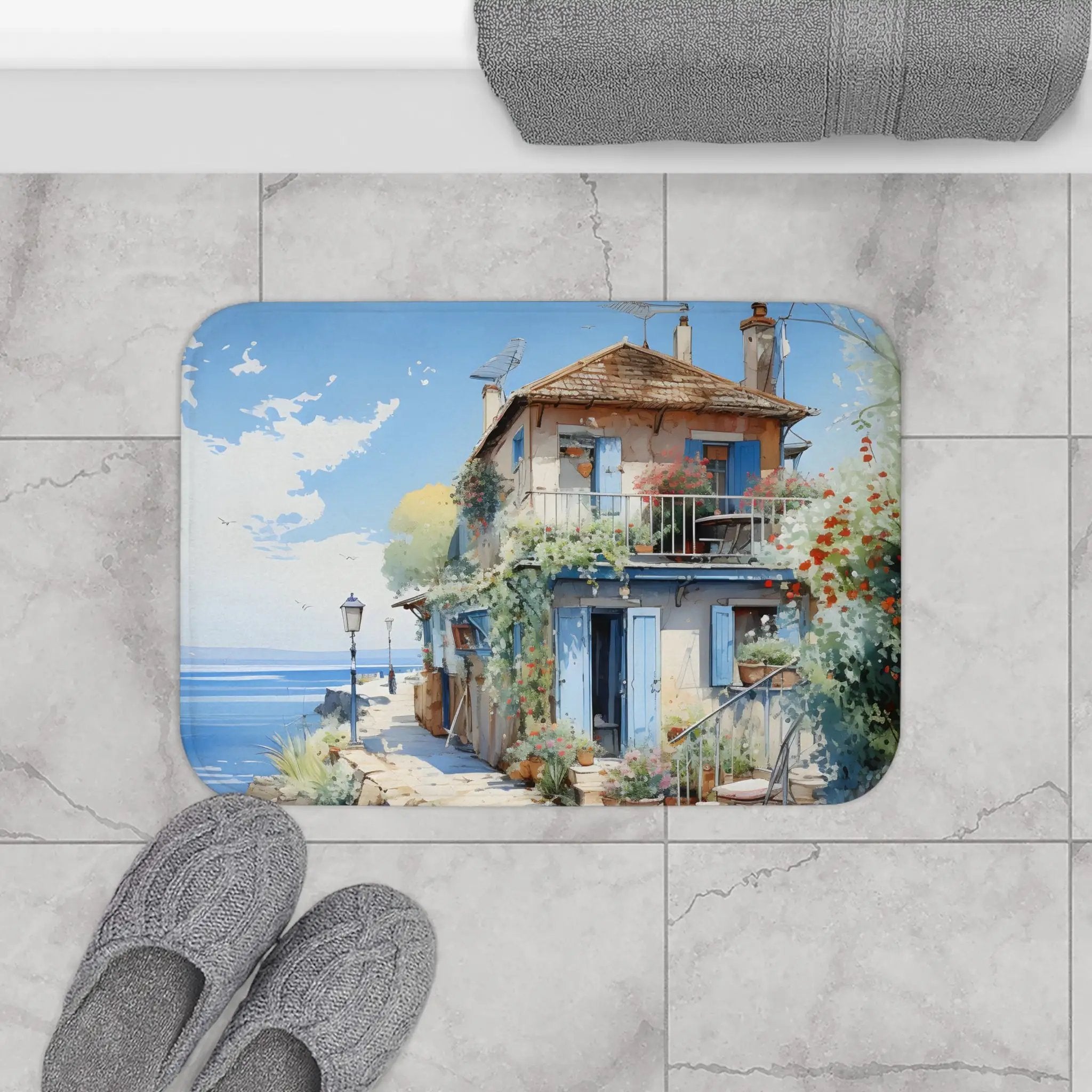 Bath Mat | a bathroom rug with a painting 