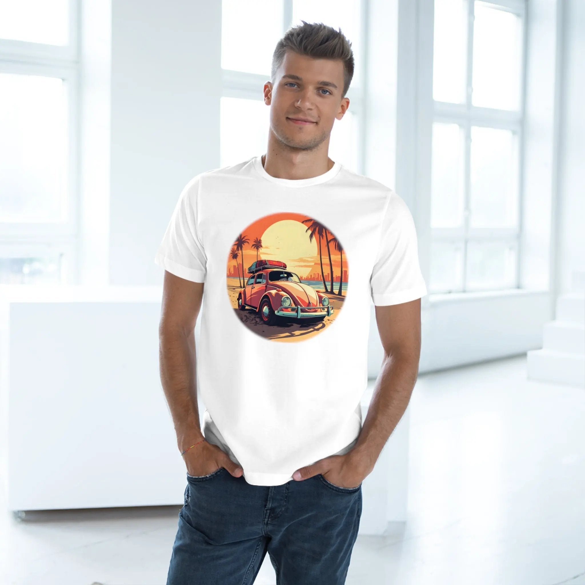 graphic men shirt | a man standing in front of a white wall