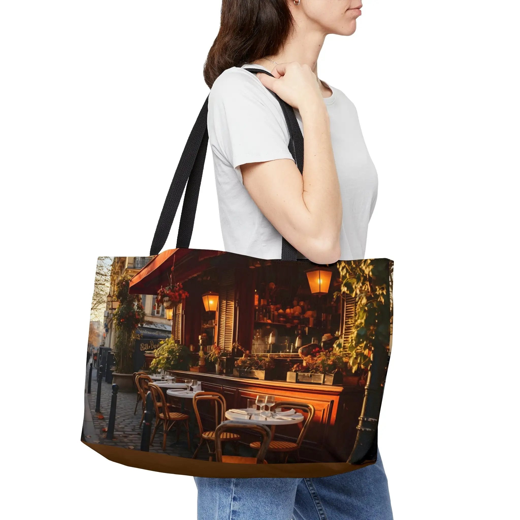 Weekender Tote Bag | a tote bag with a picture of a restaurant