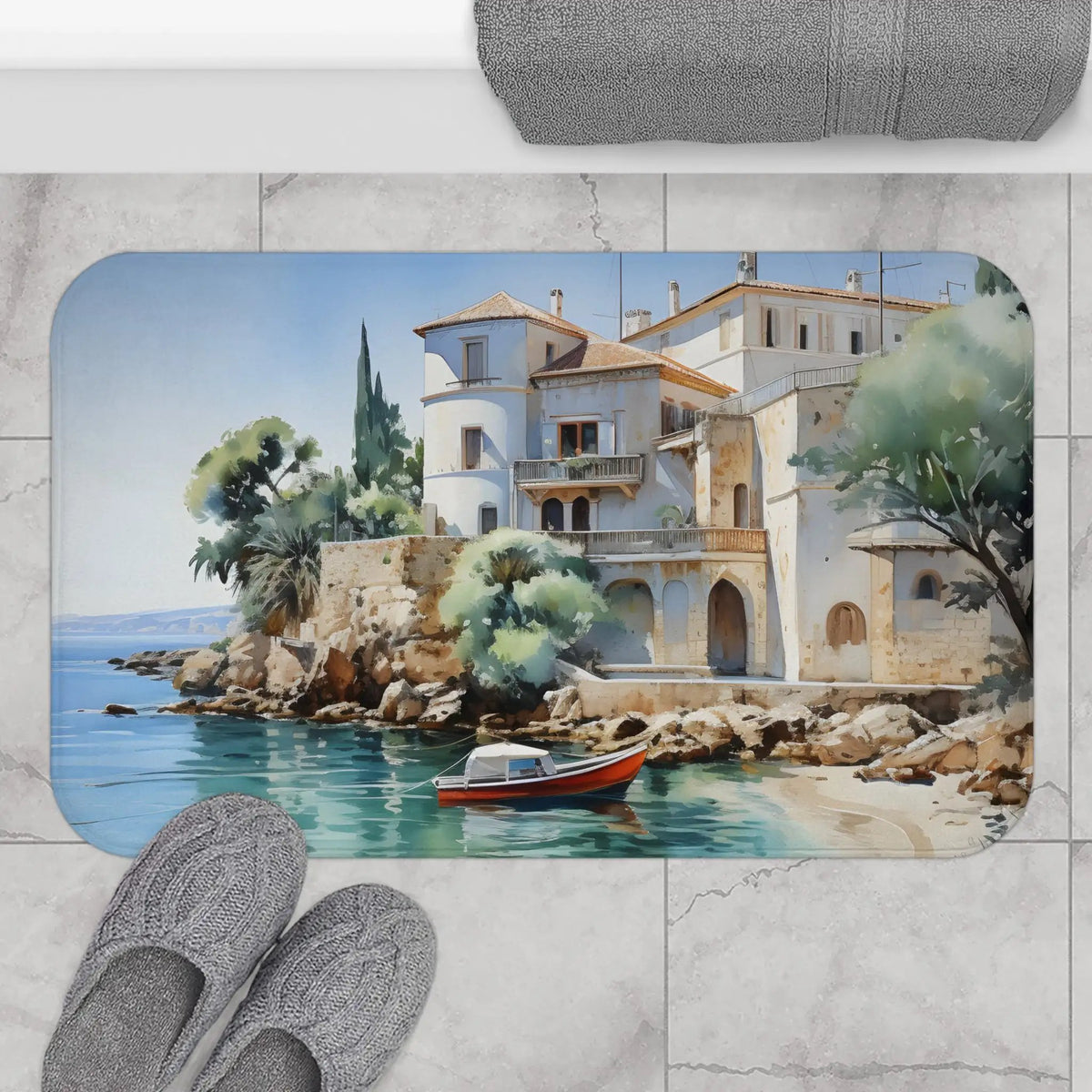 Bath Mat | a bathroom rug with a painting 