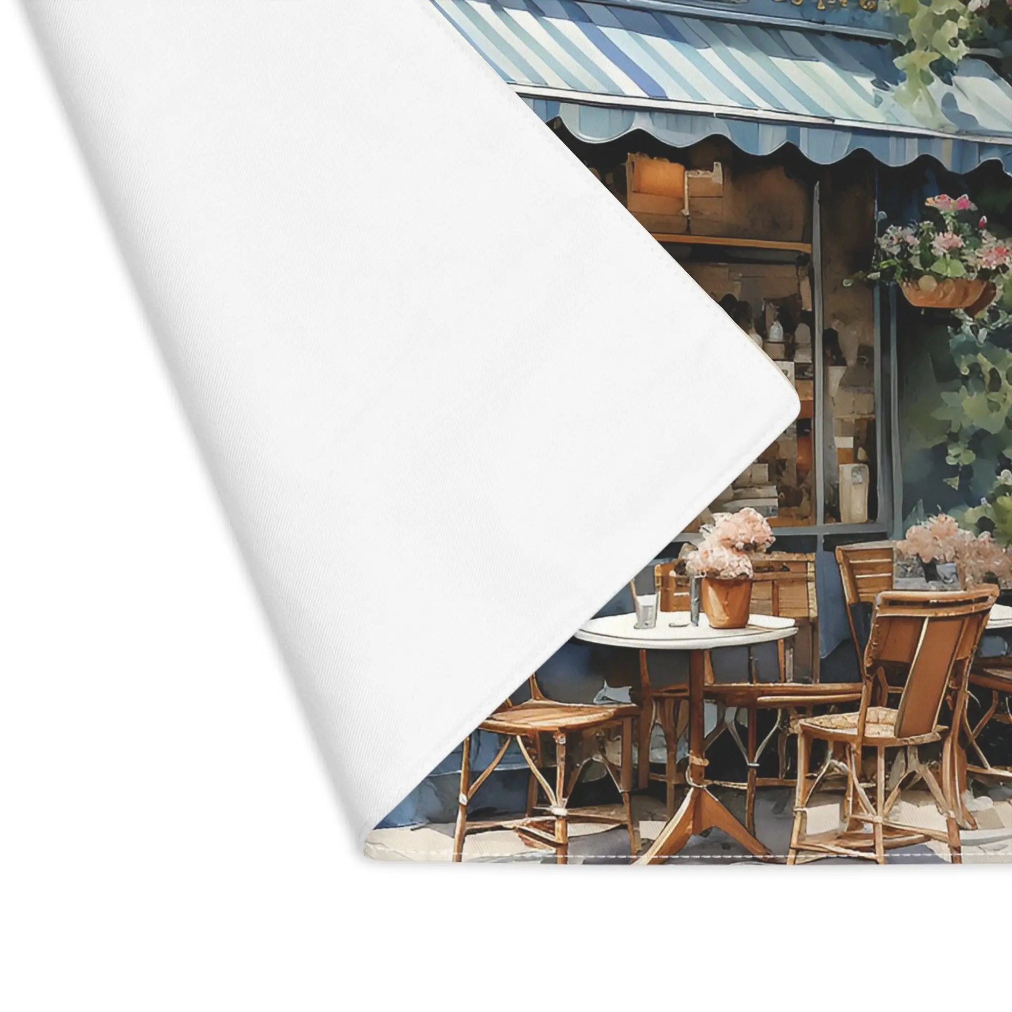 Placemat | a picture of a restaurant with a table and chairs