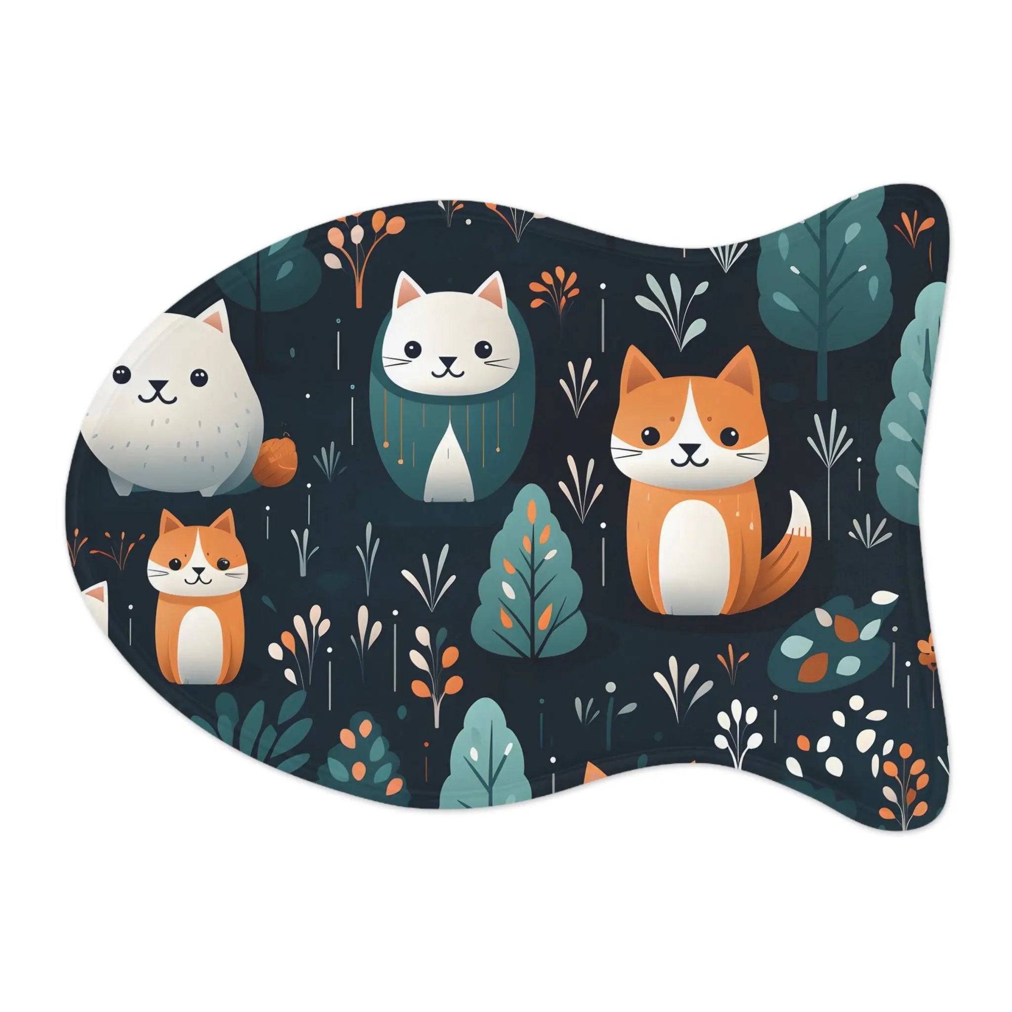 Pet Feeding Mats | a picture of three cats on a black background