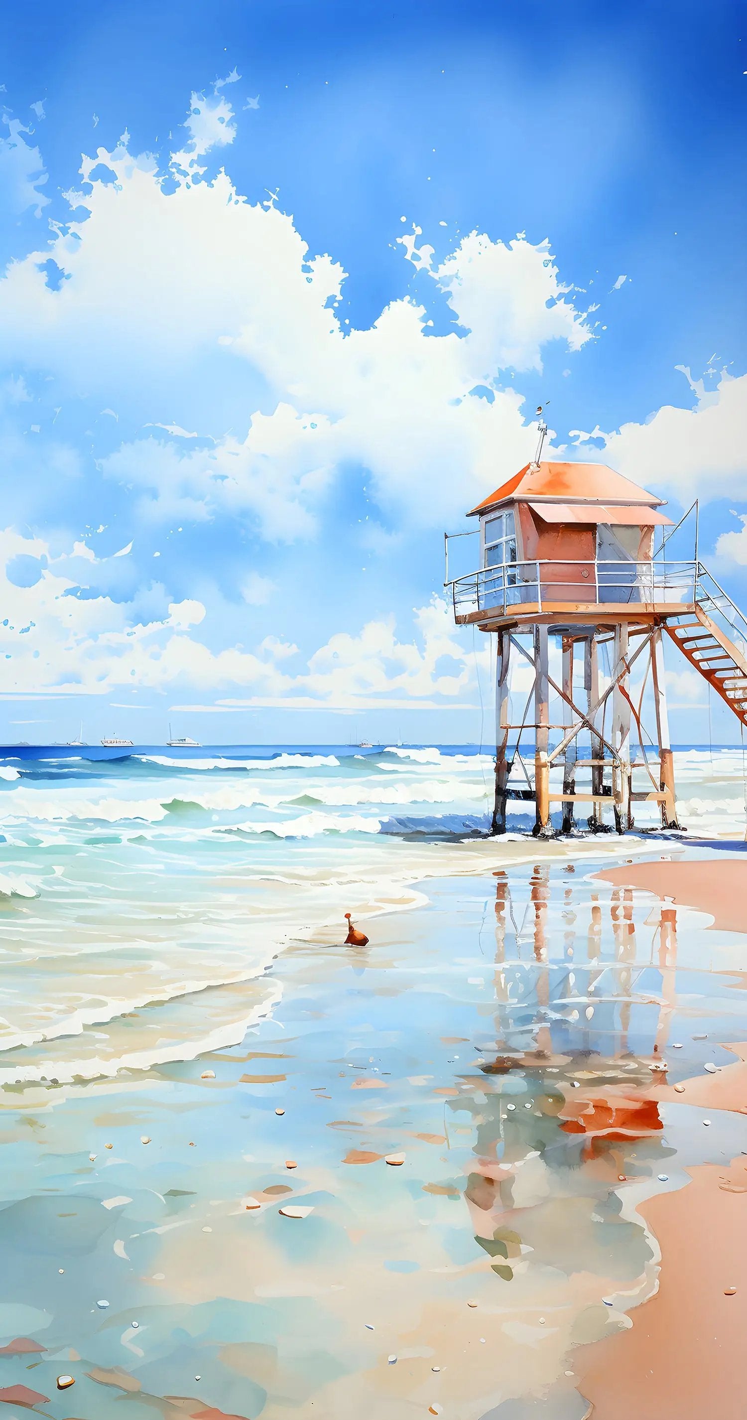 Best bath towel | a painting of a lifeguard tower on the beach