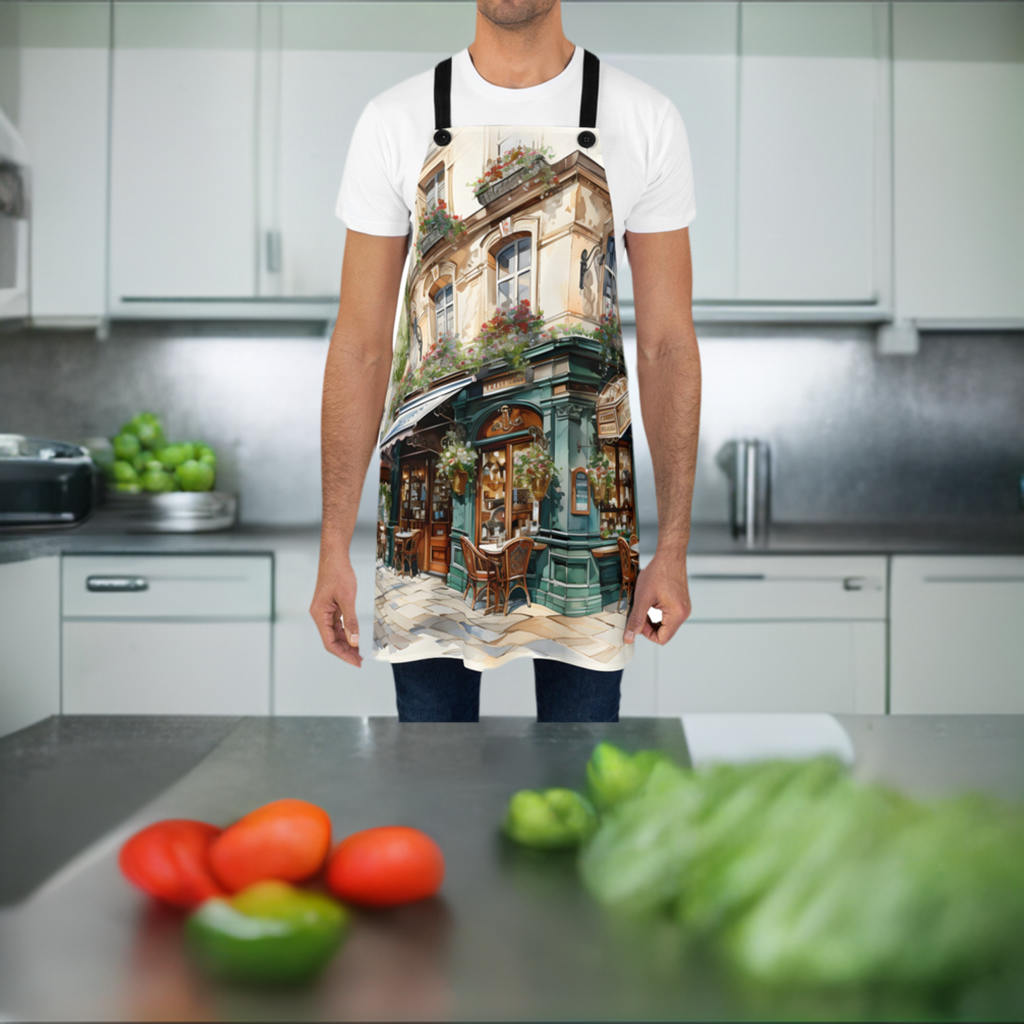 Chef Apron | a man standing in front of a kitchen counter