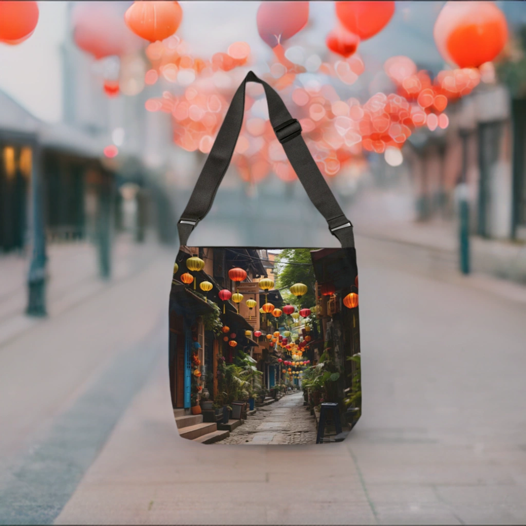 Weekender tote bag | a woman carrying a bag with a picture on it