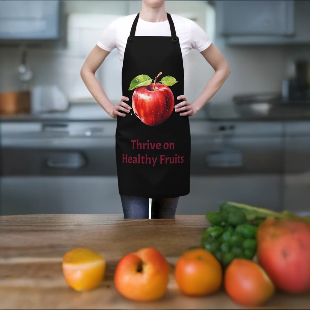 Chef Apron | a woman wearing an apron with an apple on it