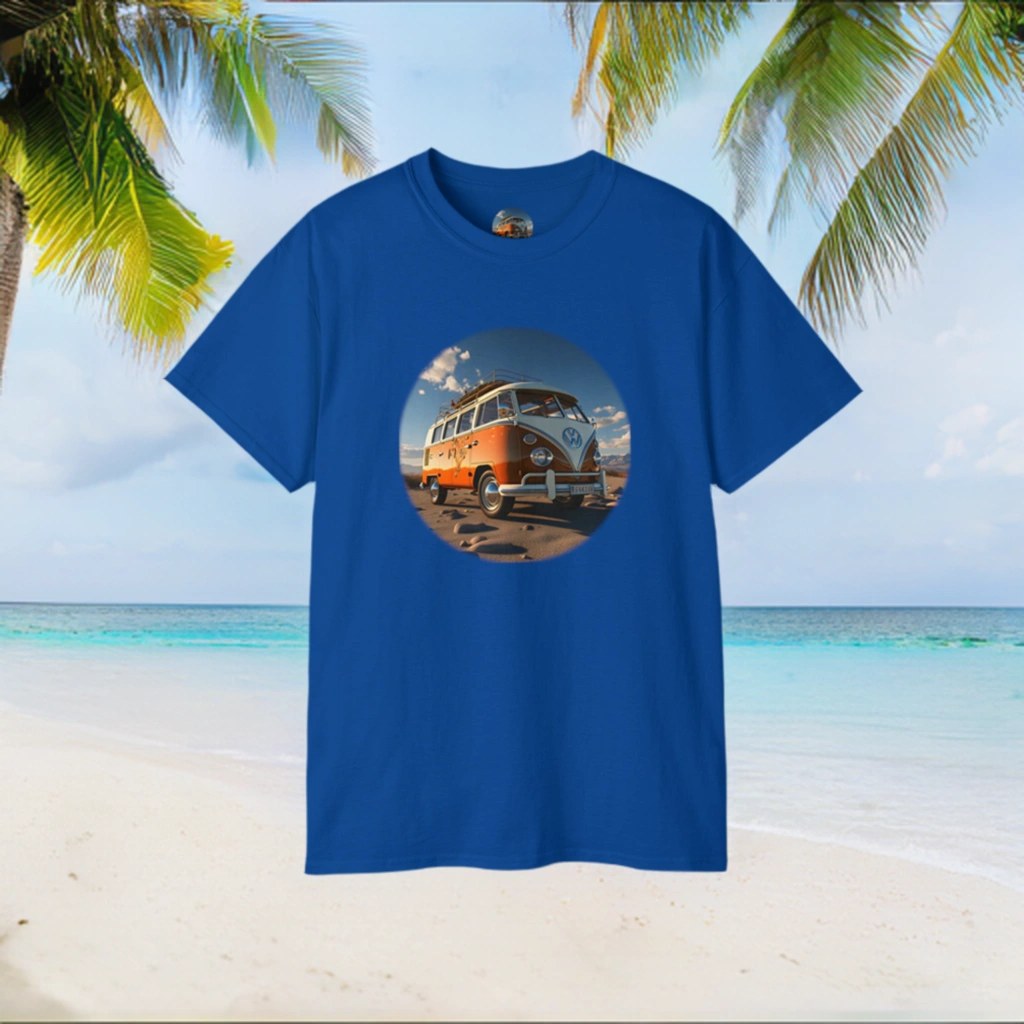 men tee graphic | a t - shirt with an image of a van bus