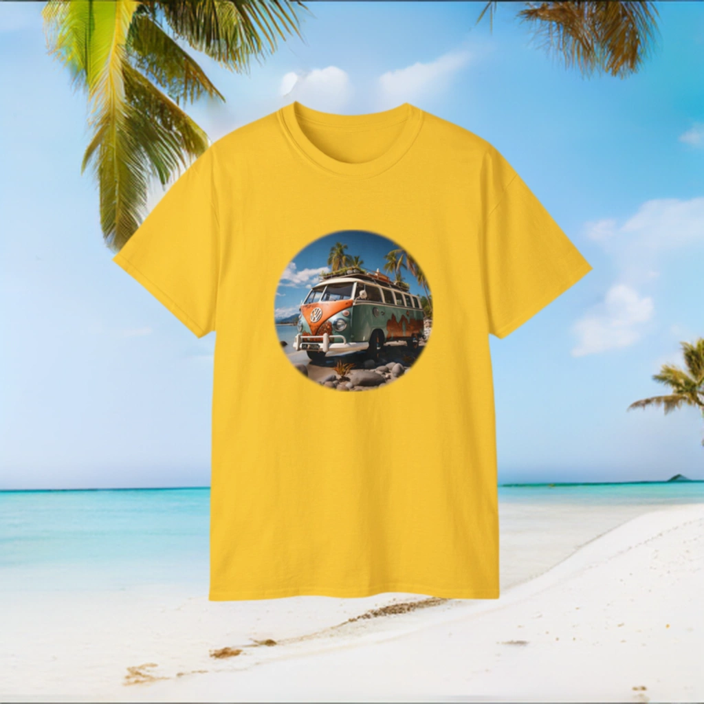 men tee graphic | a t - shirt with an image of a bus on it