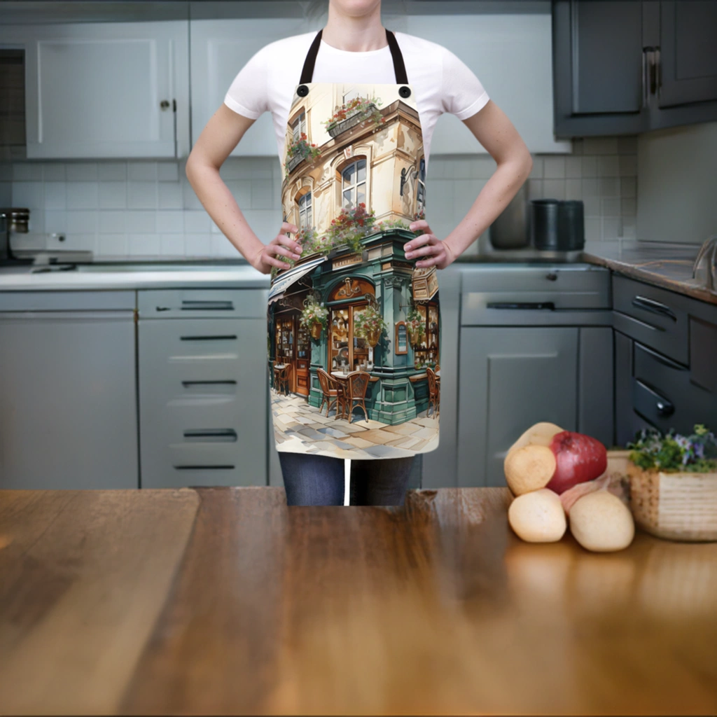 Chef Apron | a woman standing in a kitchen with an apron on