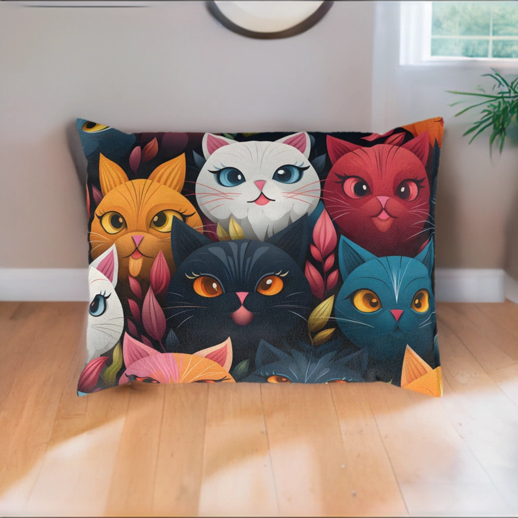 Pet bed | a group of cats sitting on top of a pillow