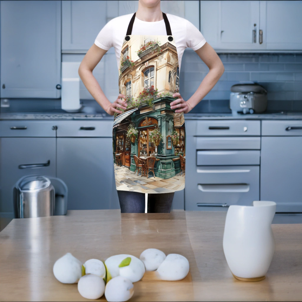 Chef Apron | a woman standing in a kitchen with an apron on