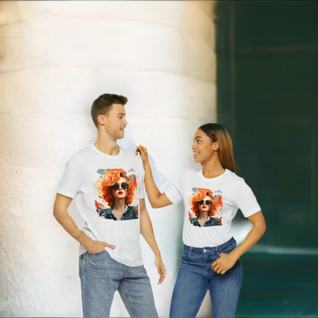 Couple t shirt | a man and a woman standing next to each other