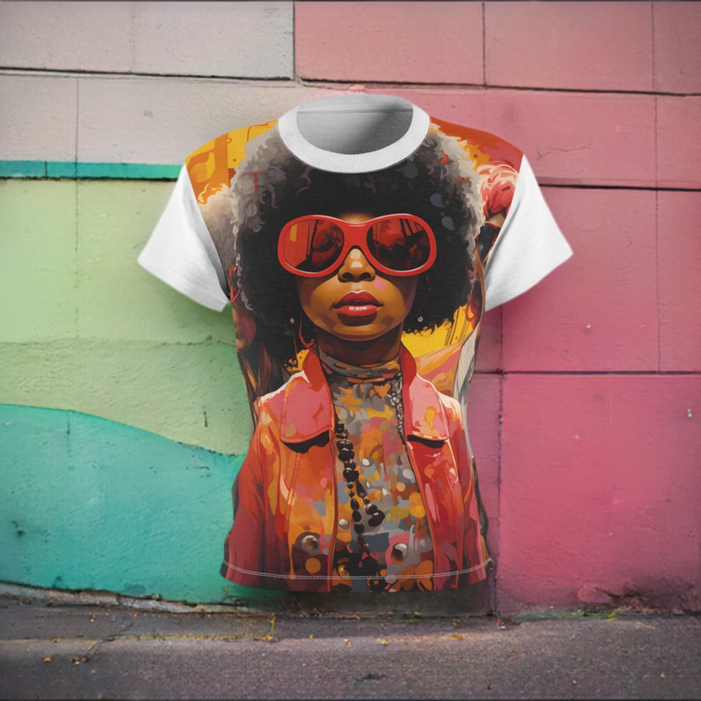 Women Tee | a t - shirt with a picture of a woman wearing sunglasses