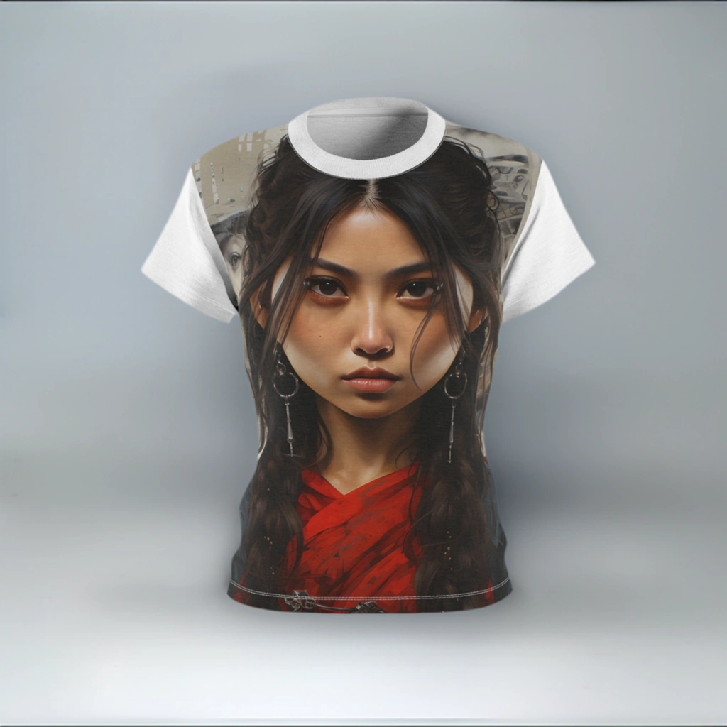 Women Tee | shirt with a picture of a woman's face on it