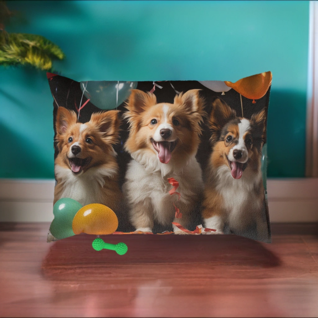 Pet Bed | a group of three dogs standing next to each other