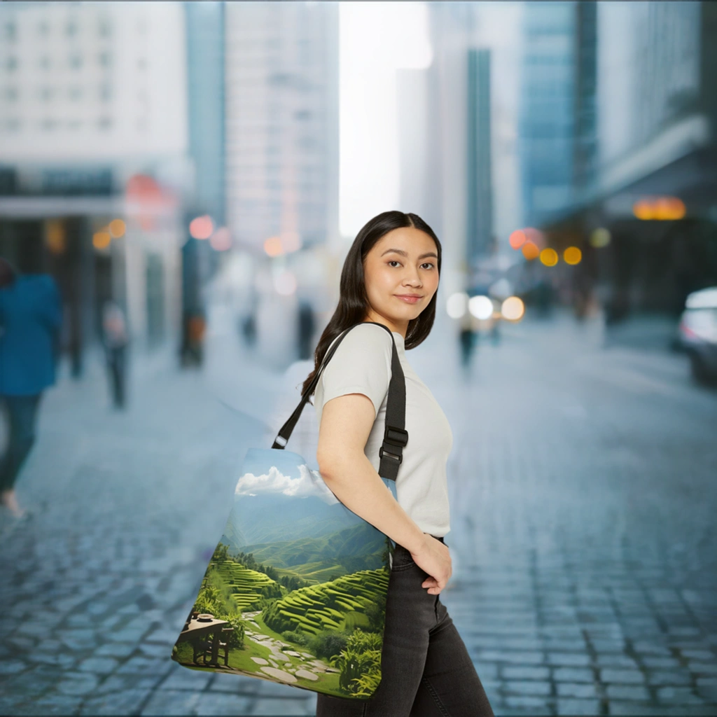 Weekender tote bag | a bag with a scenic view of a valley