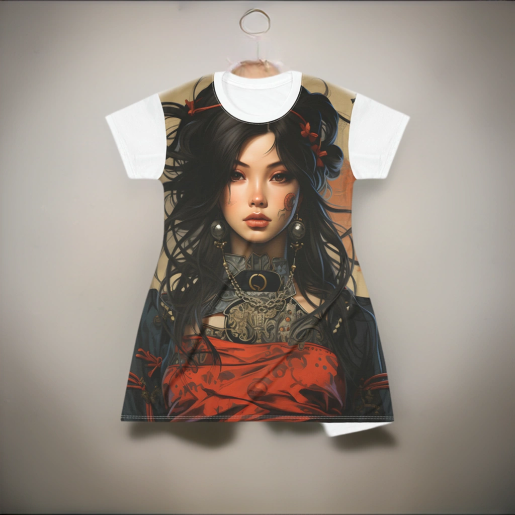 woman shirt dress | a woman wearing a t - shirt with a picture of a woman on it