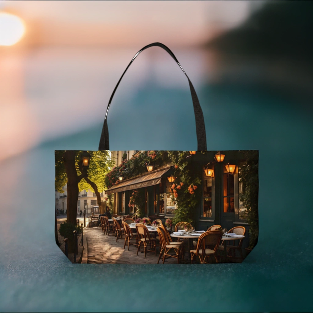 Weekender Tote Bag | a tote bag with a picture of a restaurant